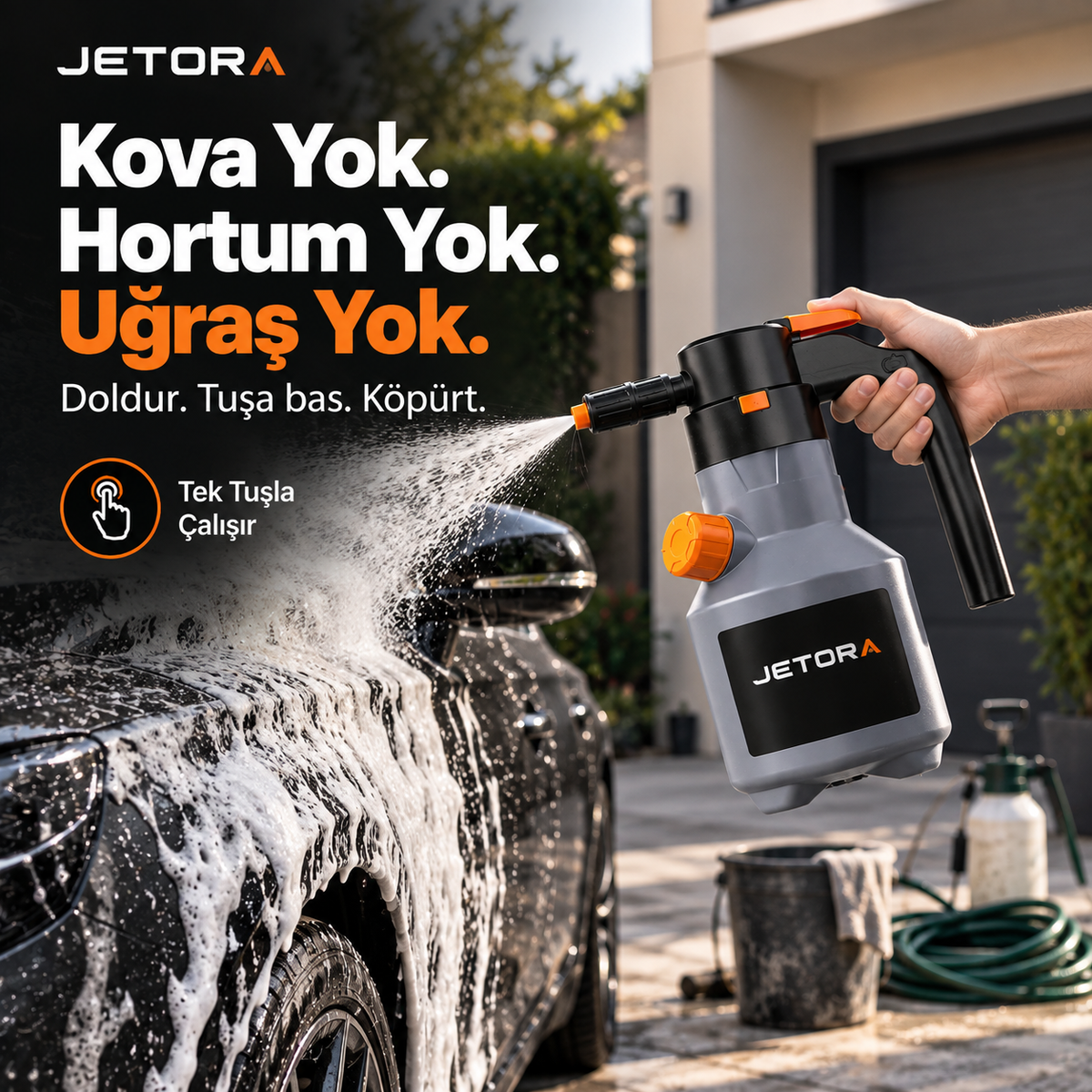 Jetora 2L Yüksek Basınçlı Şarjlı Köpük Makinası