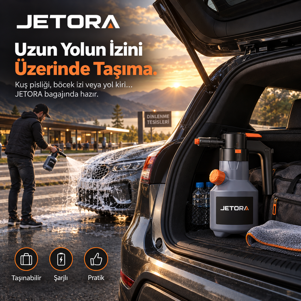 Jetora 2L Yüksek Basınçlı Şarjlı Köpük Makinası